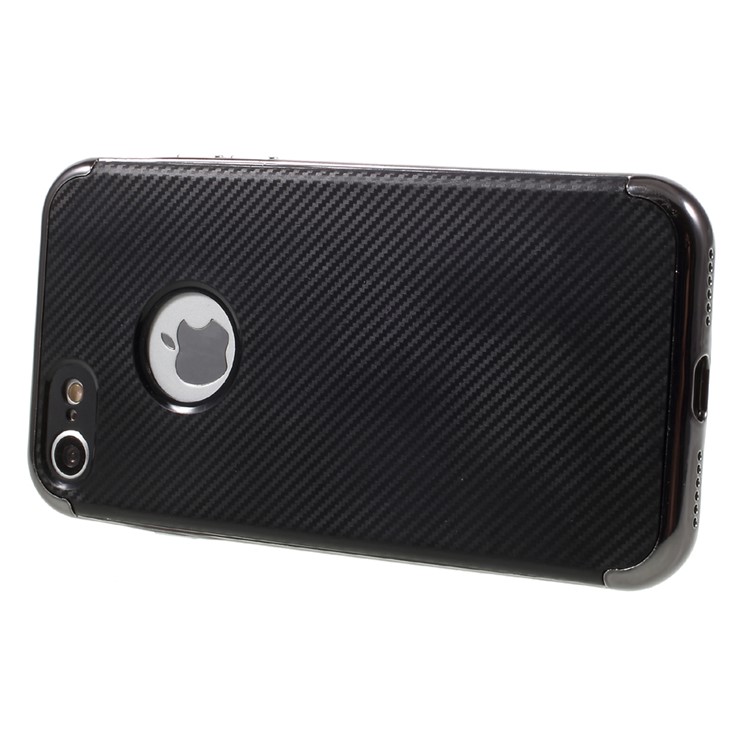 2-In-1 Plating Plastic Frame + Carbon Fiber TPU Case for iPhone 7 4.7 Inch - Black-2