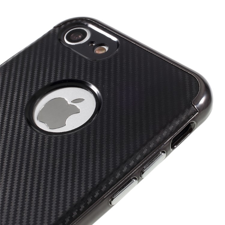 2-In-1 Plating Plastic Frame + Carbon Fiber TPU Case for iPhone 7 4.7 Inch - Black-3