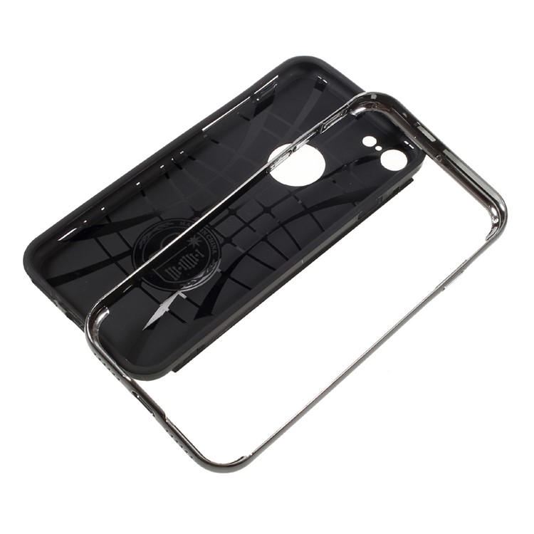 2-In-1 Plating Plastic Frame + Carbon Fiber TPU Case for iPhone 7 4.7 Inch - Black-6