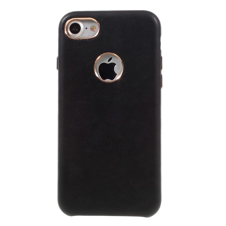 NEWELLYA Leather Coated Plating Hard PC Phone Case for iPhone 7 4.7 inch - Black-2