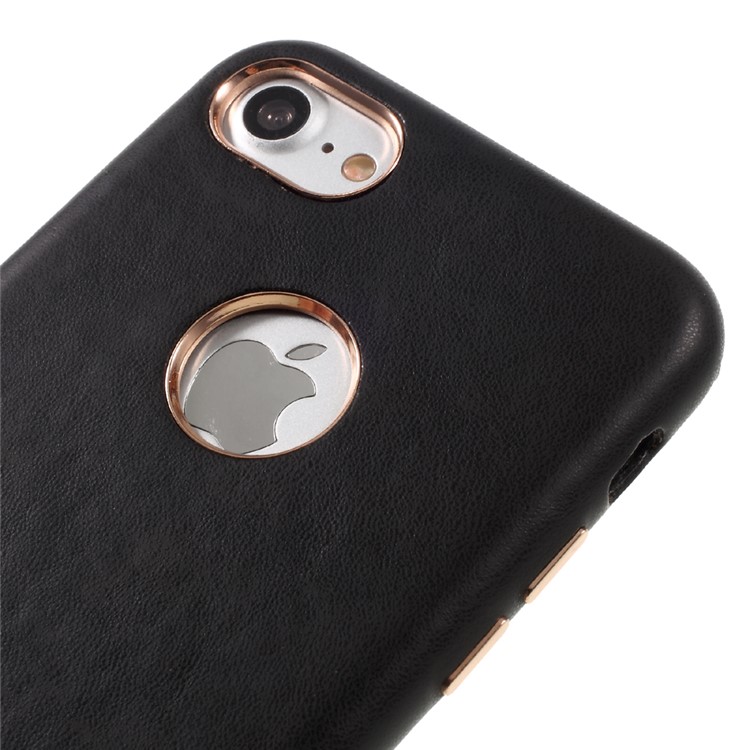NEWELLYA Leather Coated Plating Hard PC Phone Case for iPhone 7 4.7 inch - Black-3