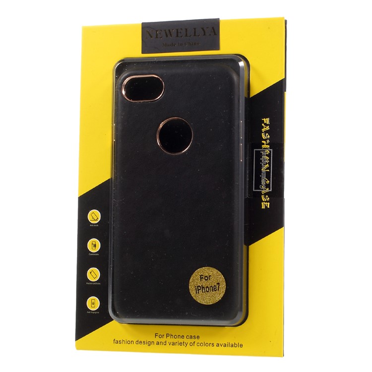 NEWELLYA Leather Coated Plating Hard PC Phone Case for iPhone 7 4.7 inch - Black-6