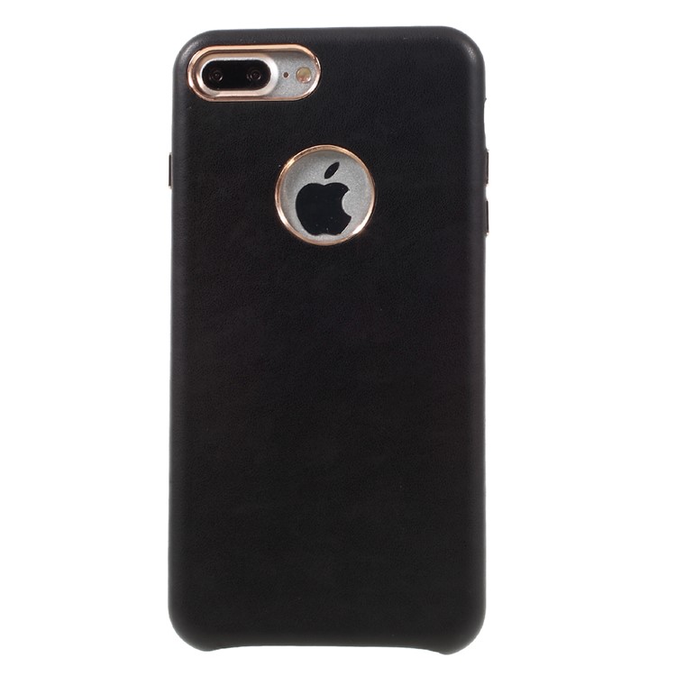 NEWELLYA Soft Leather Coated Plating Hard Case for iPhone 7 Plus - Black-2