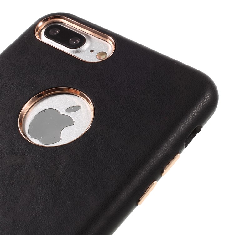NEWELLYA Soft Leather Coated Plating Hard Case for iPhone 7 Plus - Black-3