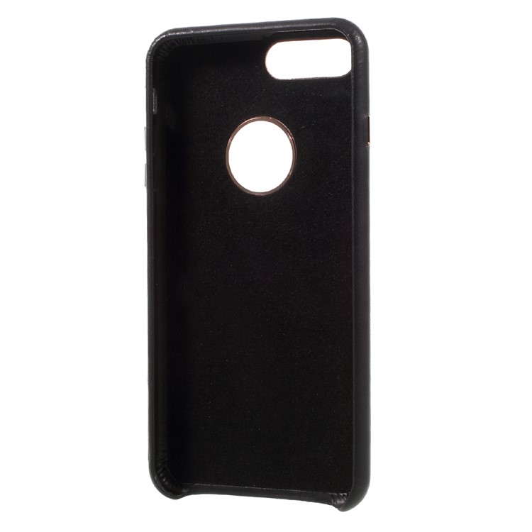 NEWELLYA Soft Leather Coated Plating Hard Case for iPhone 7 Plus - Black-5