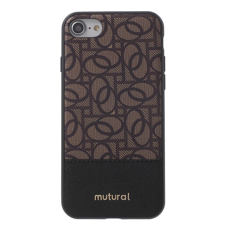 MUTURAL for iPhone 7 Elegant Leather Coated PC + TPU Phone Case - Black-1