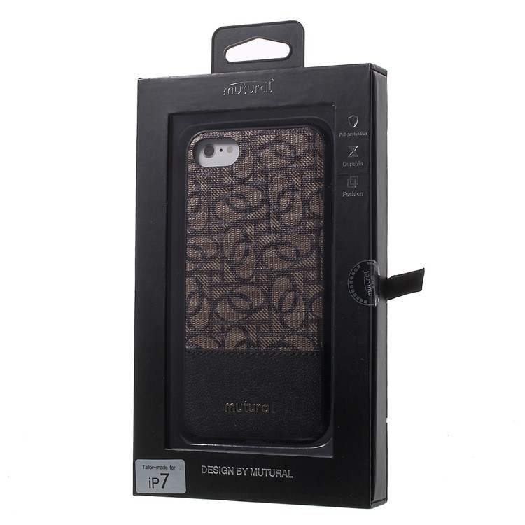 MUTURAL for iPhone 7 Elegant Leather Coated PC + TPU Phone Case - Black-9