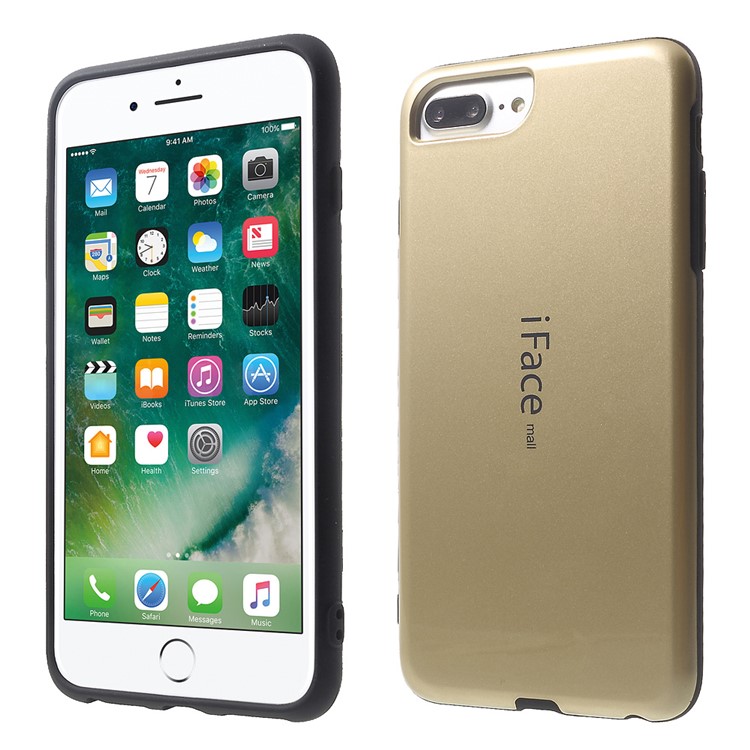 

IFACE MALL Glossy Hybrid PC + TPU Mobile Phone Cover for iPhone 7 Plus/6s Plus/6 Plus/8 Plus - Gold