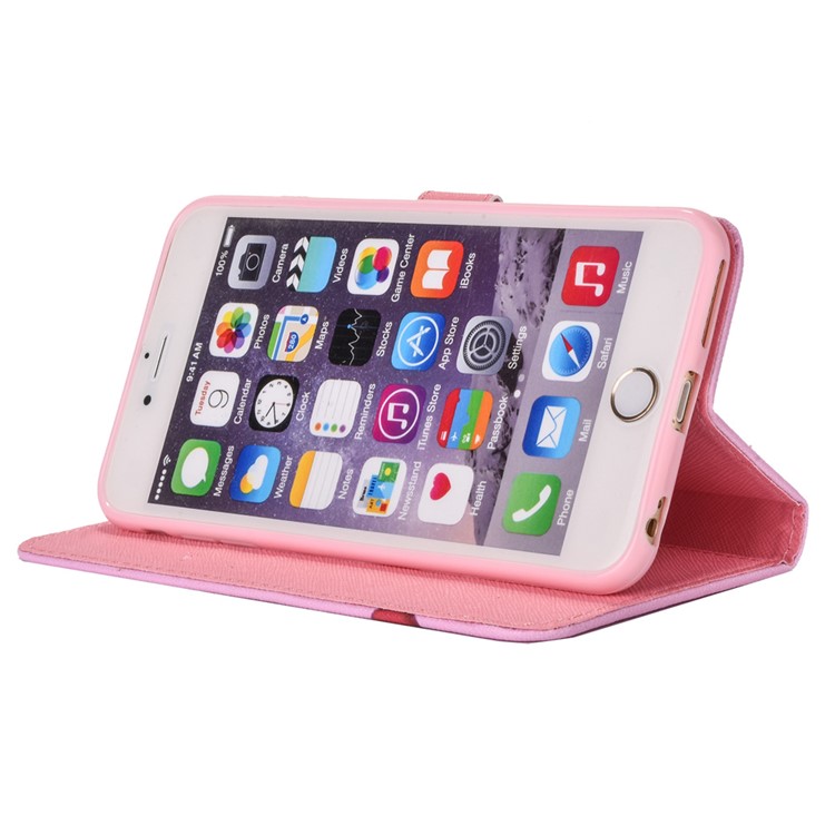 Patterned Magnetic Wallet Leather Phone Cover for iPhone 6s Plus/6 Plus with Lanyard - Cat in the Cup-5