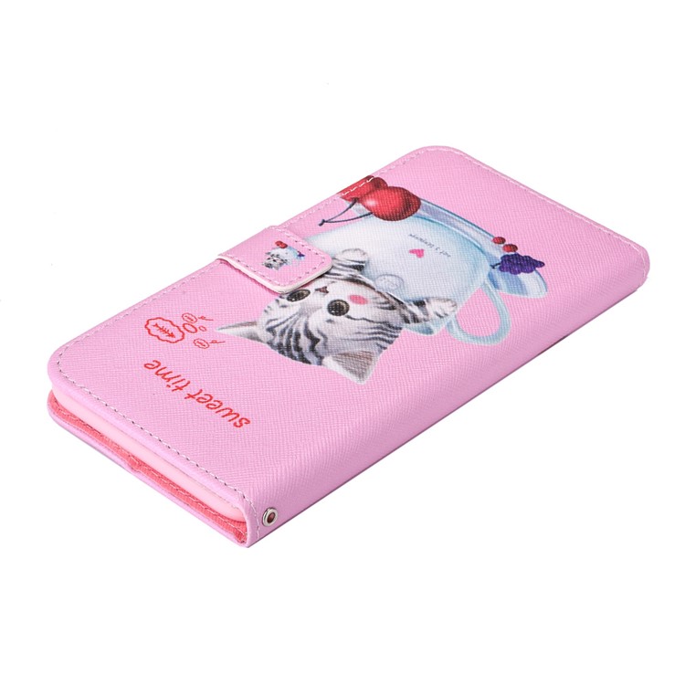Patterned Magnetic Wallet Leather Phone Cover for iPhone 6s Plus/6 Plus with Lanyard - Cat in the Cup-7
