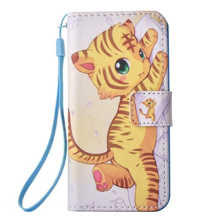 

Personalized Wallet Leather Mobile Phone Cover for iPhone SE/5s/5 with Wrist Strap - Little Tiger, iPhone SE