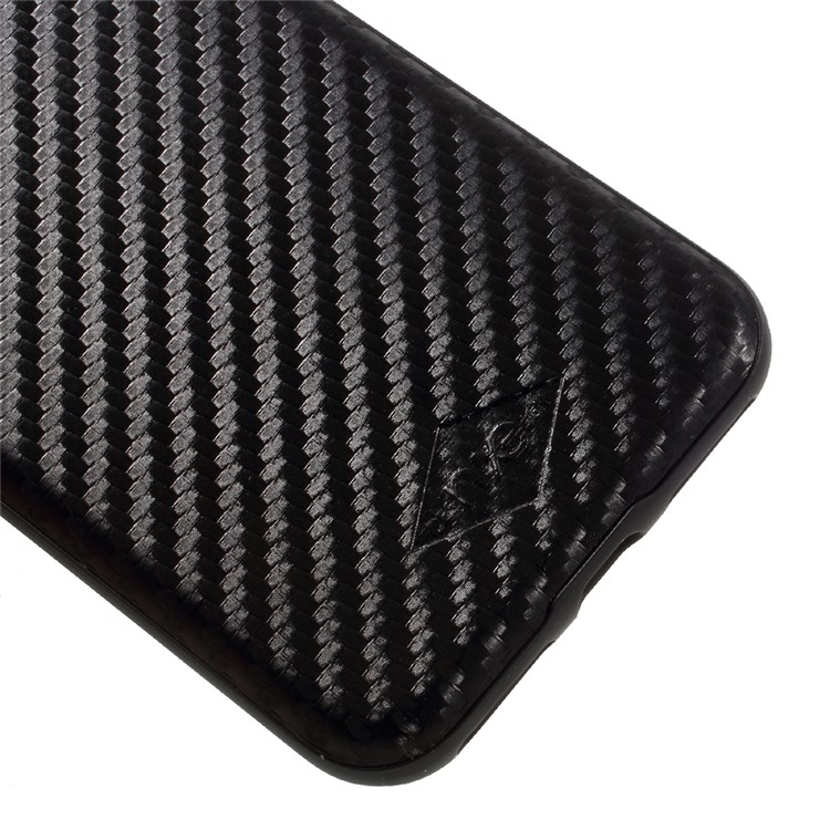 NXE for iPhone 7 Leather Coated PC TPU Hybrid Mobile Phone Cover Magnetic Holder Metal Sheet - Black Carbon Fiber Pattern-4