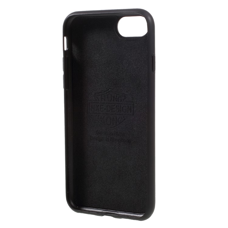 NXE for iPhone 7 Leather Coated PC TPU Hybrid Mobile Phone Cover Magnetic Holder Metal Sheet - Black Carbon Fiber Pattern-6