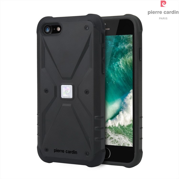 PIERRE CARDIN Rugged Shockproof PC TPU Hybrid Case for iPhone 7 4.7 inch - Black-1