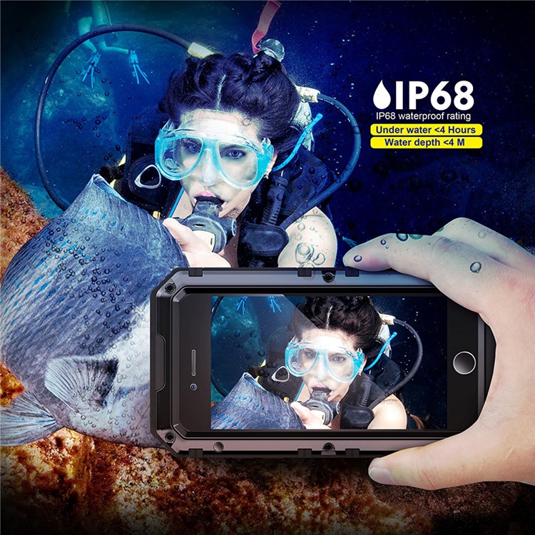 IP68 Wasserdichter Staubdicht-widerstandsfähig Anti-Explosion Vollschutztasche für iPhone 7 Plus - Schwarz-1