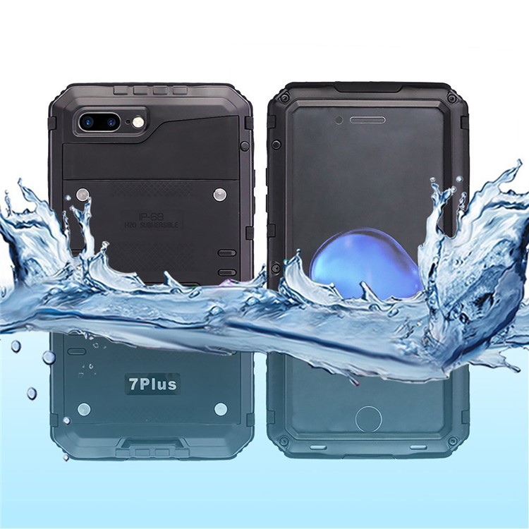 IP68 Wasserdichter Staubdicht-widerstandsfähig Anti-Explosion Vollschutztasche für iPhone 7 Plus - Schwarz-8