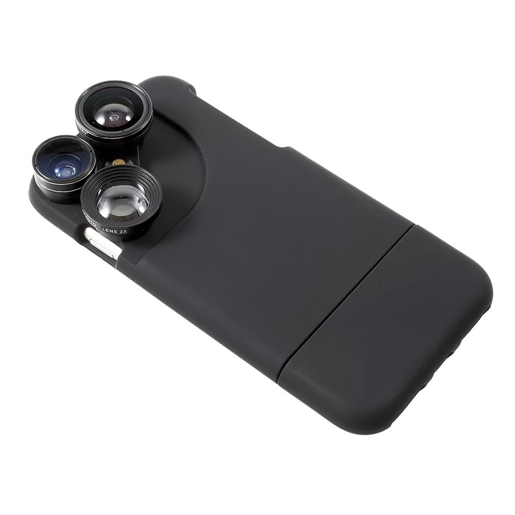PICKOGEN 4 in 1 External Wide Telephoto Camera Lens Case for iPhone 7 4.7 inch HE-099 - Black-3