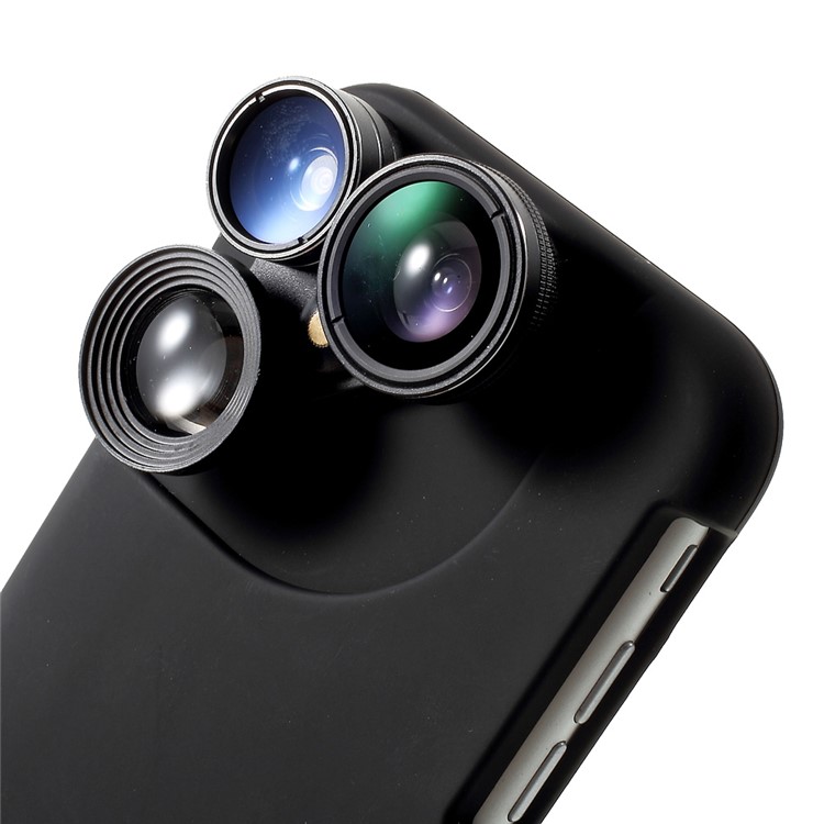PICKOGEN 4 in 1 External Wide Telephoto Camera Lens Case for iPhone 7 4.7 inch HE-099 - Black-5