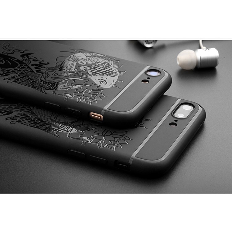 Auspicious Koi Fish Pattern Soft TPU Case Shell for iPhone 7 4.7 inch - Black-9