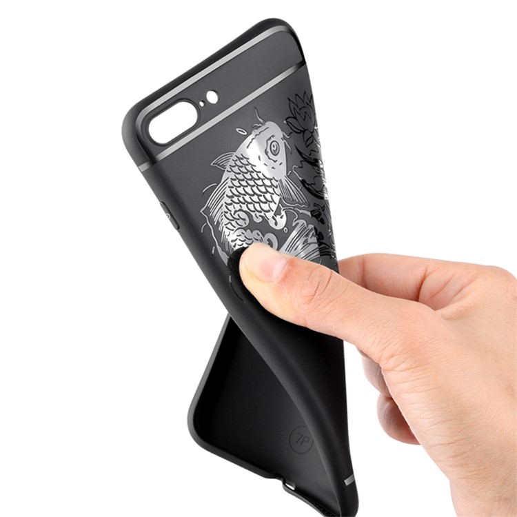 Auspicious Koi Fish Pattern Soft TPU Case Shell for iPhone 7 4.7 inch - Black-3
