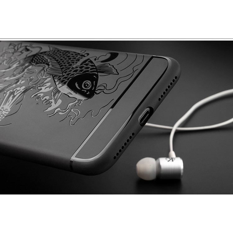 Auspicious Koi Fish Pattern Soft TPU Case Shell for iPhone 7 4.7 inch - Black-6