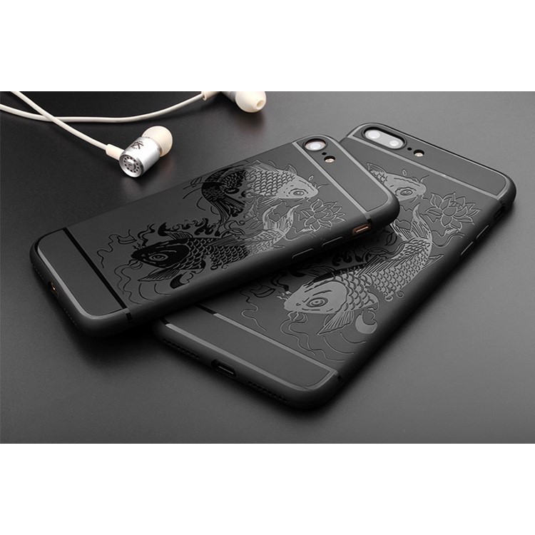Auspicious Koi Fish Pattern Soft TPU Case Shell for iPhone 7 4.7 inch - Black-7