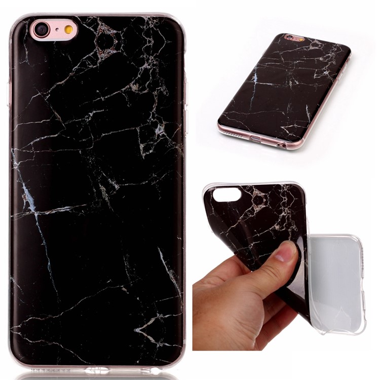 Marble Texture IMD Soft TPU Case for iPhone 6s Plus / 6 Plus - Black-1