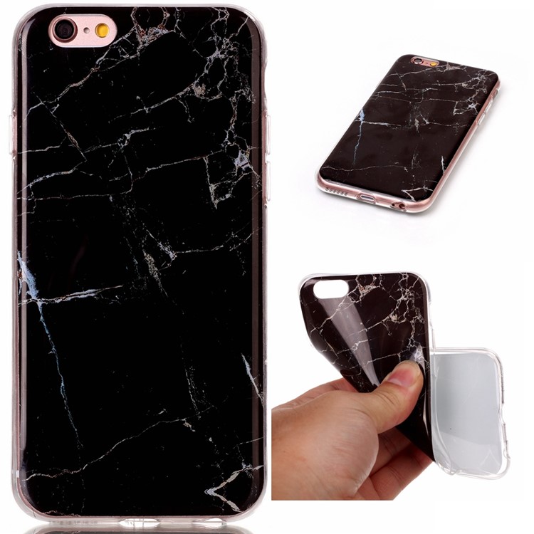 Padrão de mármore IMD TPU Case para iPhone 6s / 6 4.7 polegadas - Preto-1