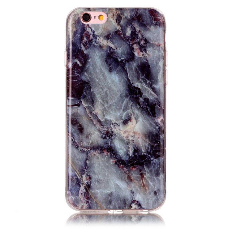 Мраморный Шаблон IMD TPU Гель Задняя Крышка Для Iphone 6s / 6 4.7-inch - Черный Синий-2