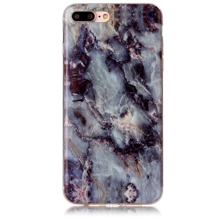 Marble Pattern IMD TPU caso de celular para iPhone 8 Plus / 7 Plus 5.5 inch - negro azul-2