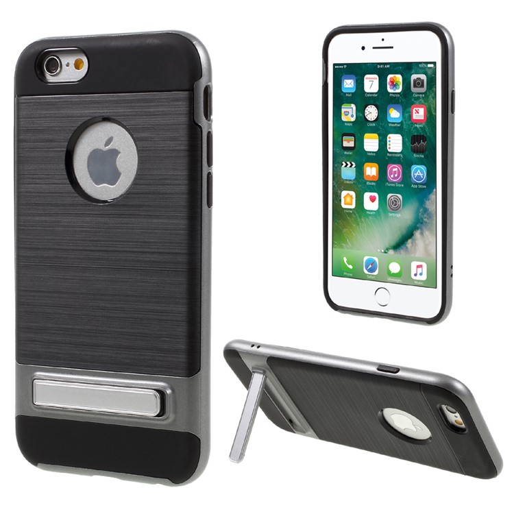 

Brushed TPU + PC Hybrid Kickstand Shell for iPhone 6s / 6 4.7-inch - Grey