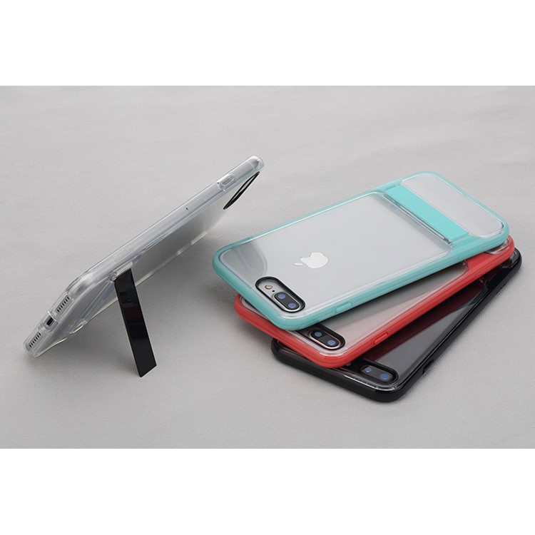ROCK Royce Series Kickstand (ativo) Clear PC + TPU caixa de telefone para iPhone 8 Plus / 7 Plus 5.5 inch - Ciano-5