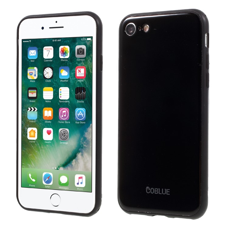COBLUE Piano Series Glossy Hybrid Phone Casing for iPhone 7 (PC + TPU) - Black-1