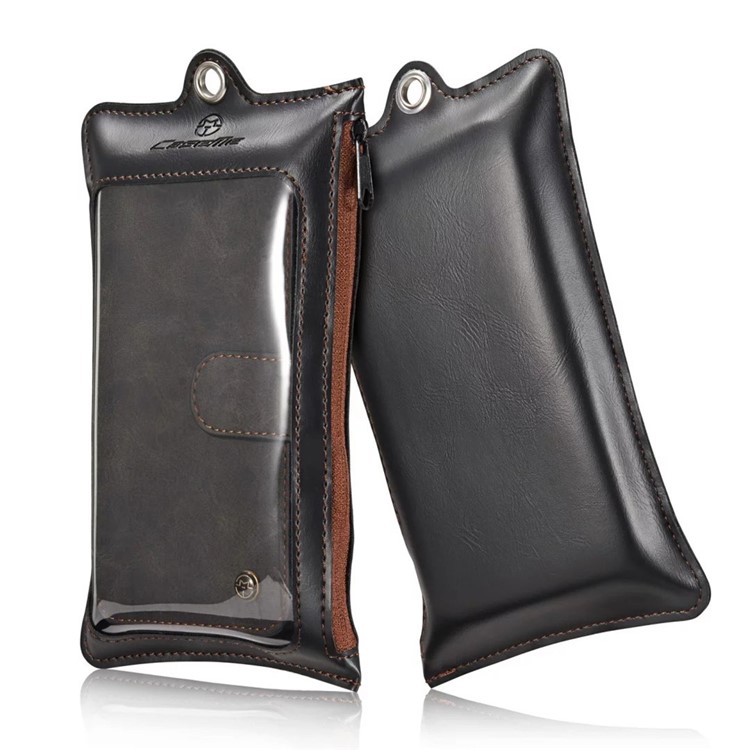 CASEME pour iPhone 8 Plus / 7 2-In-1 Multi-slot Split Leather Wallet Magnetic Case avec housse intérieure détachable - Noir-1