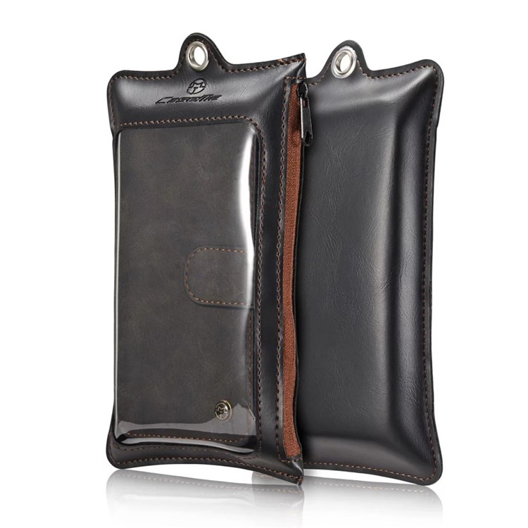 CASEME pour iPhone 8 Plus / 7 2-In-1 Multi-slot Split Leather Wallet Magnetic Case avec housse intérieure détachable - Noir-2