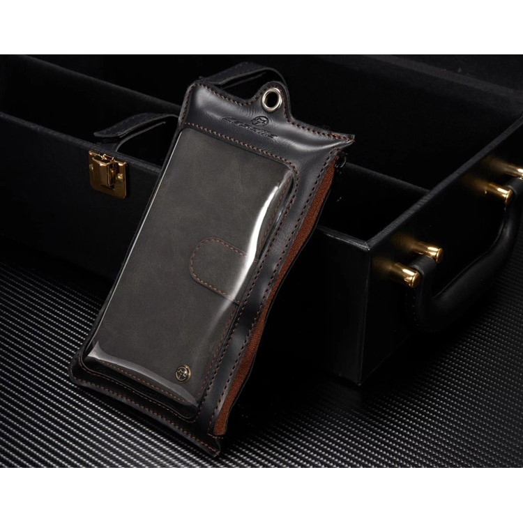 CASEME pour iPhone 8 Plus / 7 2-In-1 Multi-slot Split Leather Wallet Magnetic Case avec housse intérieure détachable - Noir-3