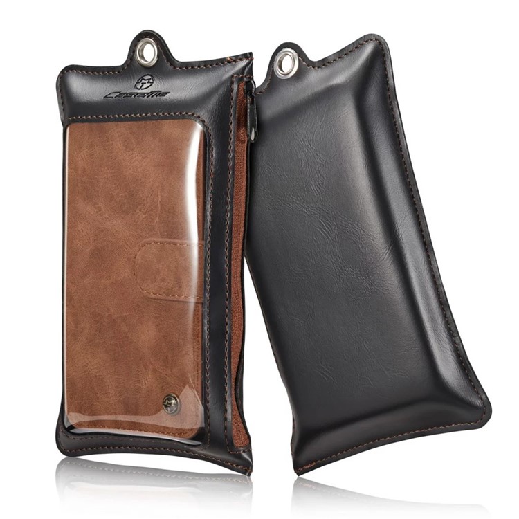 CASEME para iPhone 8 Plus / 7 Plus 2-em-1 Multi-slot Split Leather Wallet Magnetic Cellular Shell Casing com tampa interna destacável - Castanho-1