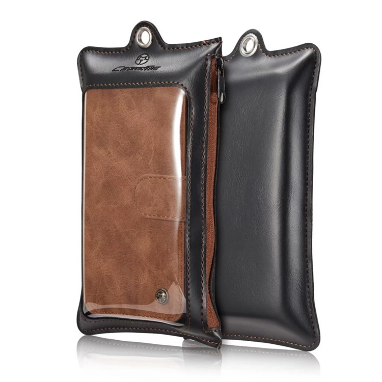 CASEME para iPhone 8 Plus / 7 Plus 2-em-1 Multi-slot Split Leather Wallet Magnetic Cellular Shell Casing com tampa interna destacável - Castanho-2