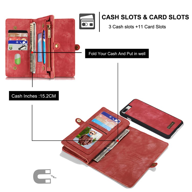 caseme for iphone 7 plus 14 card slots 2 in 1 zipper wallet split leather cover tvc mall caseme for iphone 7 plus 14 card slots 2 in 1 zipper wallet split leather cover tvc mall