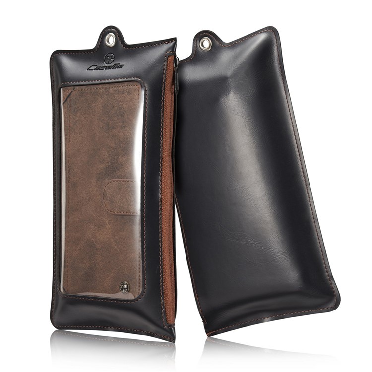 

CASEME Detachable 2-in-1 Wallet Retro Split Leather Case with Carabiner for iPhone 8 Plus / 7 Plus - Brown