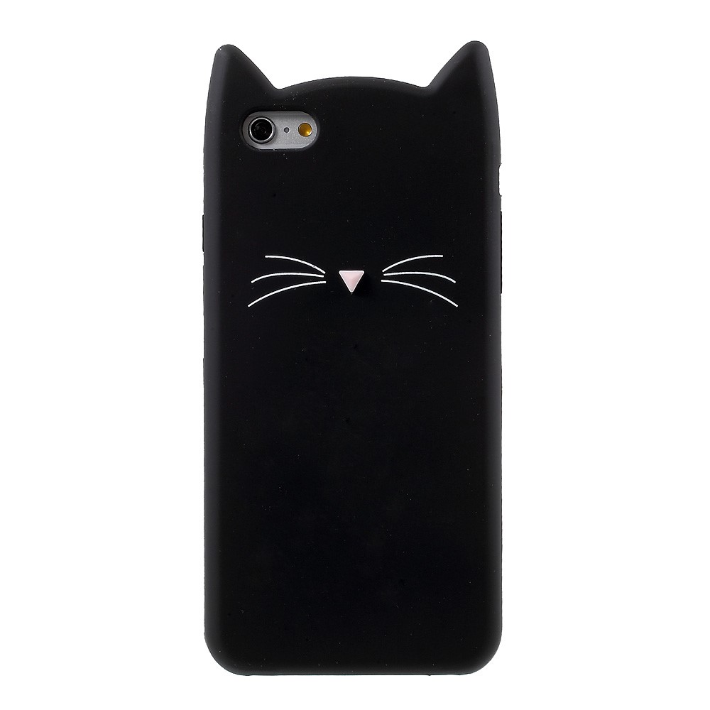 3D Bearded Cat Silicone Soft Phone Cover for iPhone 6s / 6 - Black-2