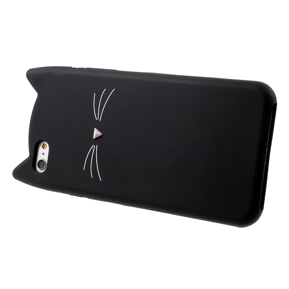 3D Bearded Cat Silicone Soft Phone Cover for iPhone 6s / 6 - Black-3