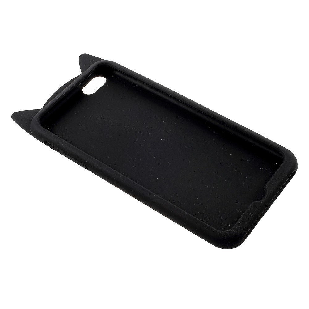 3D Bearded Cat Silicone Soft Phone Cover for iPhone 6s / 6 - Black-4