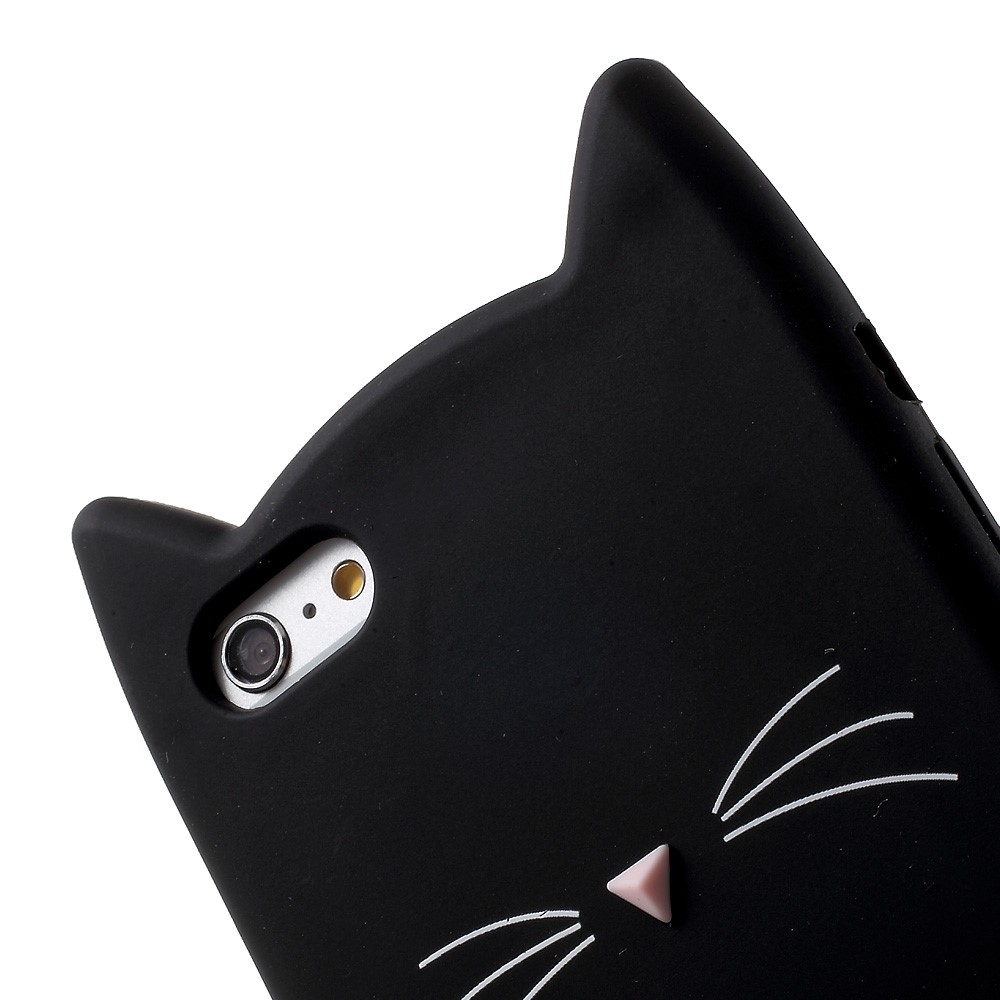 3D Bearded Cat Silicone Soft Phone Cover for iPhone 6s / 6 - Black-6