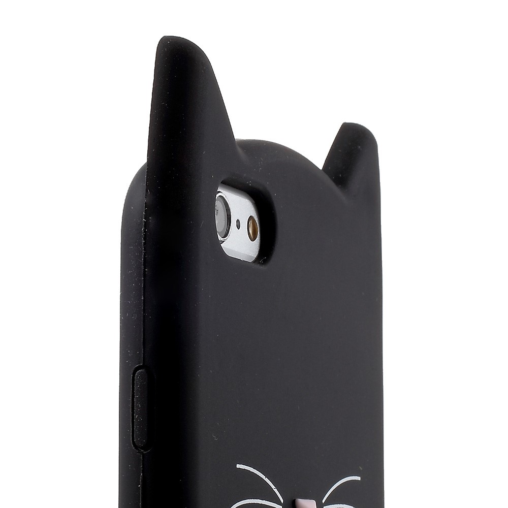 3D Bearded Cat Silicone Soft Phone Cover for iPhone 6s / 6 - Black-7