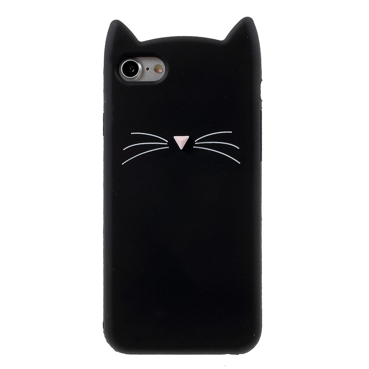 3D MEOW Bearded Cat Silicone Back Case for iPhone 7 4.7 Inch - Black-2
