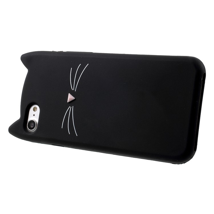 3D MEOW Bearded Cat Silicone Back Case for iPhone 7 4.7 Inch - Black-3