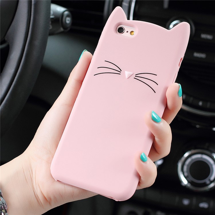 Cute 3D Moustache Cat Soft Silicone Phone Case for iPhone 6s Plus/6 Plus - Pink-5