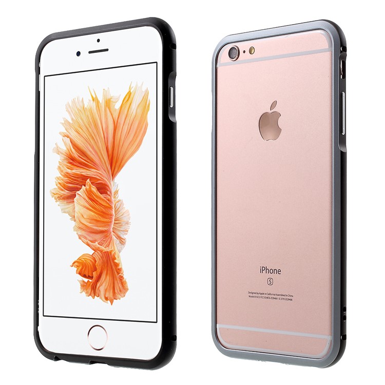 2-Piece Electroplating Aluminum Alloy Bumper Case for iPhone 6S Plus / 6 Plus - Black / Grey-1