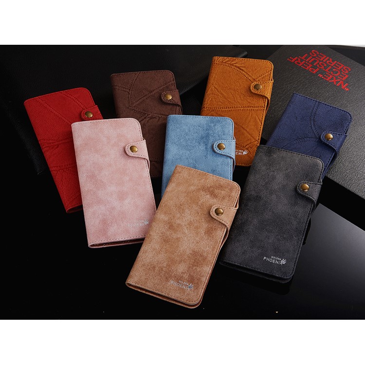 GOLDEN PHOENIX for iPhone 7 Plus Rome Retro Genuine Leather Wallet Case with Button Closure - Black-6